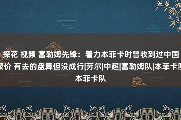 探花 视频 富勒姆先锋：着力本菲卡时曾收到过中国报价 有去的盘算但没成行|劳尔|中超|富勒姆队|本菲卡队