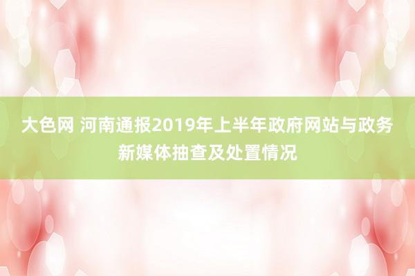 大色网 河南通报2019年上半年政府网站与政务新媒体抽查及处置情况