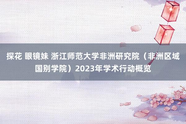 探花 眼镜妹 浙江师范大学非洲研究院（非洲区域国别学院）2023年学术行动概览